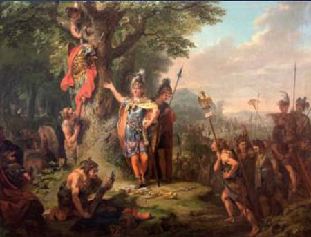 Gemälde von Johann Heinrich Tischbein, Der Triumph Hermanns nach seinem Sieg über Varus, 1758