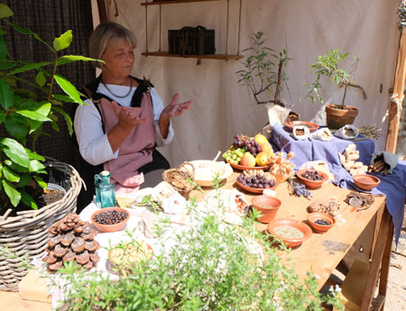 Auf diesem Stand wurden typische Kräuter und Gewürze und ihre Anwendungen in der römischen Küche gezeigt. © Foto Diether von Goddenthow