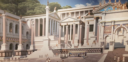 Eine 3D-Rekonstruktion lässt das Forum Romanum in Rom im Mainzer Landesmuseum wieder aufleben. © Foto Diether von Goddenthow