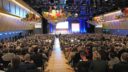Impression des Jahresempfangs der Wirtschaft am 25.1.2024 in der Mainzer Rheingoldhalle mit mehreren Tausend Gästen aus Wirtschaft, Politik, Kultur und Gesellschaft. © Foto: Diether von Goddenthow
